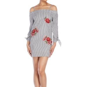 ROMEO & JULIET COUTURE Striped Embroidered Dress